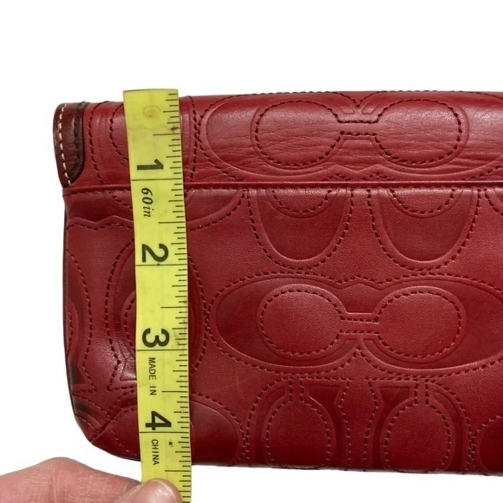 Coach vintage y2k red leather signature embossed c wristlet mini clutch bag